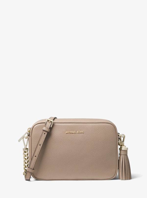 Damske Crossbody Kabelka Michael Kors Ginny Medium Pebbled Leather Béžové - Kabelky Michael Kors Levně | BOQKG-8609